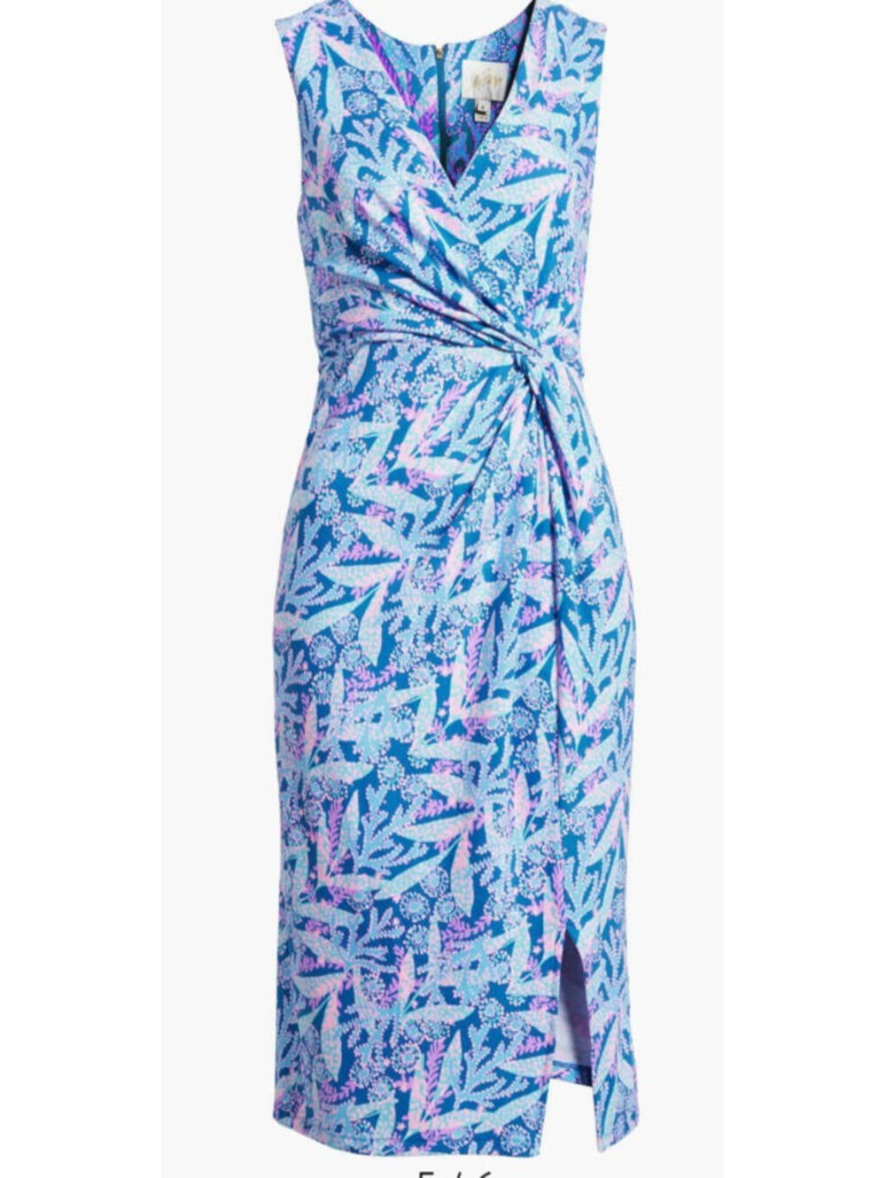 Lilly Pulitzer Odella Midi Dress 16 Barton Blue Star Gazing Pink V-Neck Beach